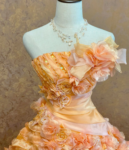 Fairy Ball Gown Tulle Quinceanera Dress Orange Sweet 16 Dress DP06598