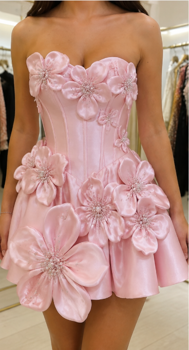 Elegantes pinkes kurzes Homecoming-Kleid Sweetheart A-Linie Satin Geburtstagskleid DP06610