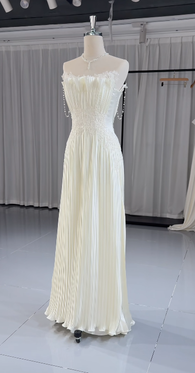 Elegantes, weißes Satin-Brautkleid in A-Linie für die Braut DP06635