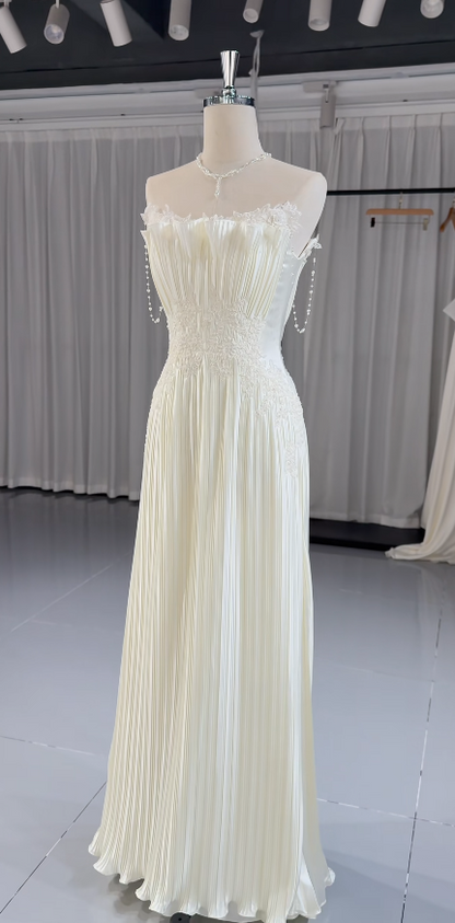 Elegantes, weißes Satin-Brautkleid in A-Linie für die Braut DP06635