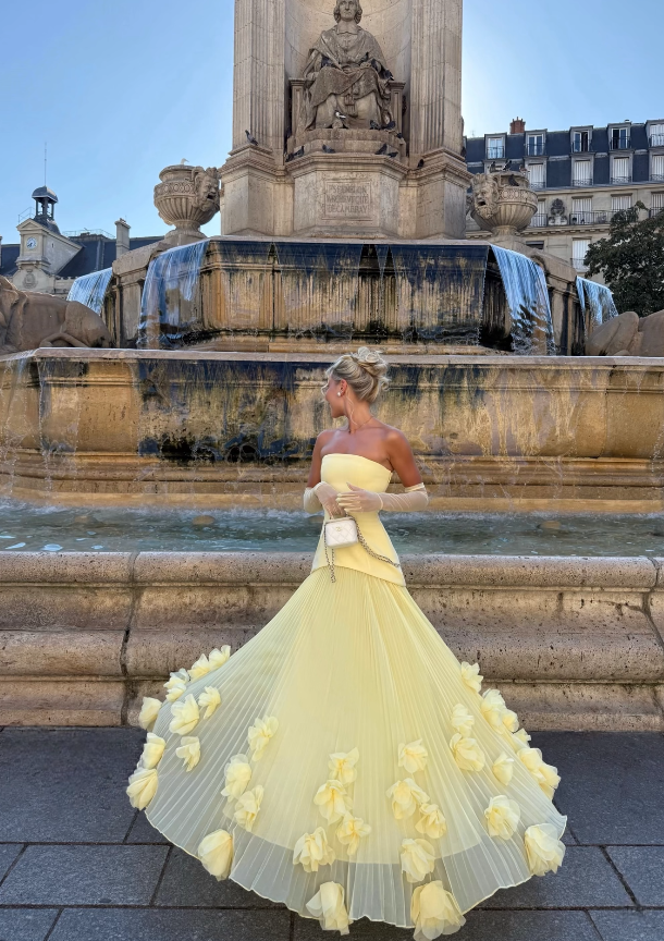 Elegant Yellow Prom Dress Sheath Chiffon Long Evening Dress DP06645