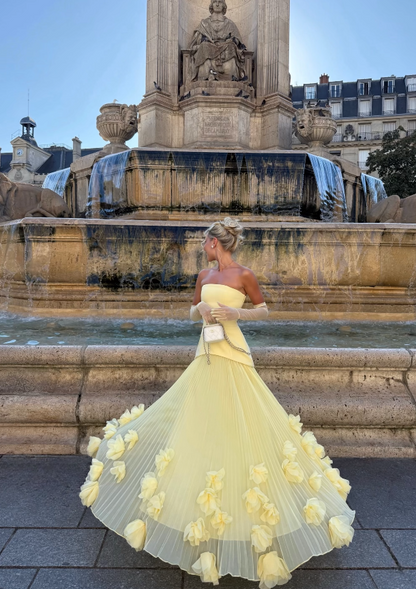 Elegant Yellow Prom Dress Sheath Chiffon Long Evening Dress DP06645