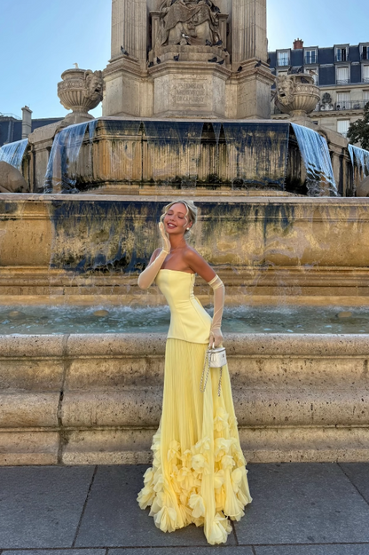Elegant Yellow Prom Dress Sheath Chiffon Long Evening Dress DP06645