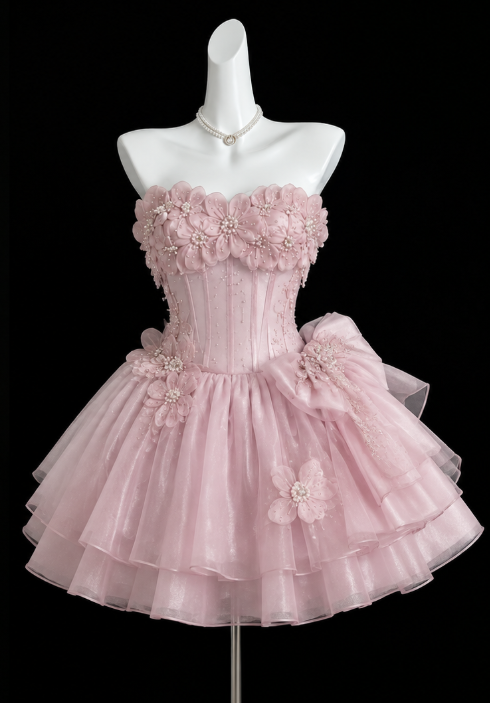 Elegant Pink Short Homecoming Dress Tulle A-Line 16th Birthday Dress DP06656