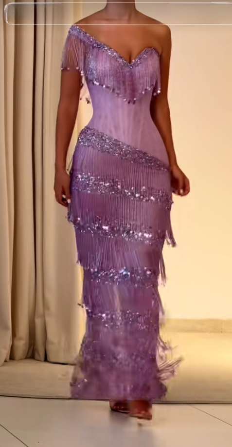 Elegant Purple Evening Dress Sheath Satin Beaded Long Prom Dress DP06702