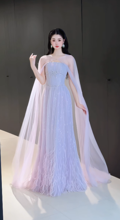 Elegant Purple Evening Dress A-Line Tulle Long Prom Dress DP06705