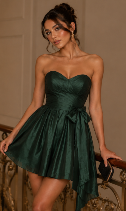Fashion Green Birthday Dress Sheath Satin Homecoming Dress DP06753