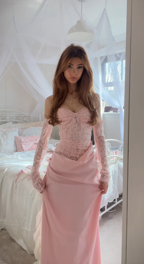 Fashion Pink Prom Dress Sheath Satin Evening Dress DP06757