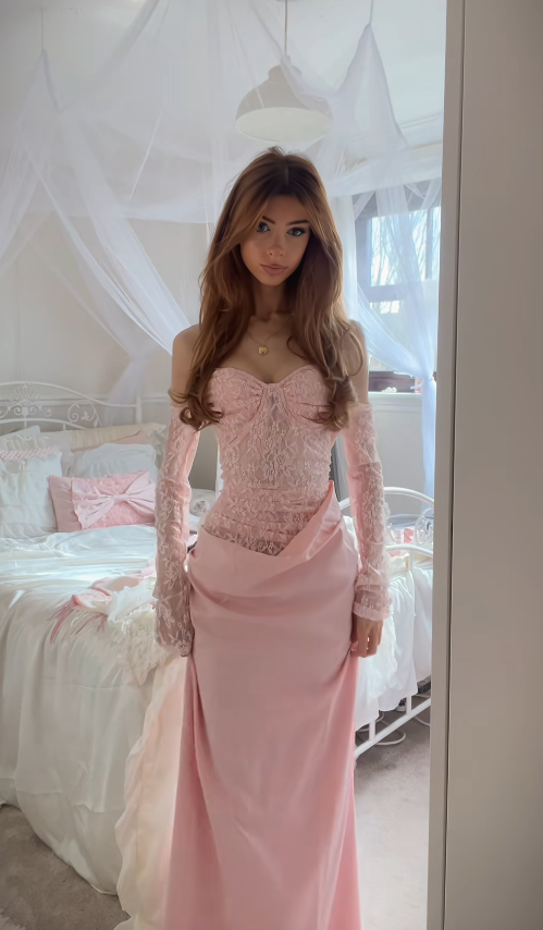 Fashion Pink Prom Dress Sheath Satin Evening Dress DP06757