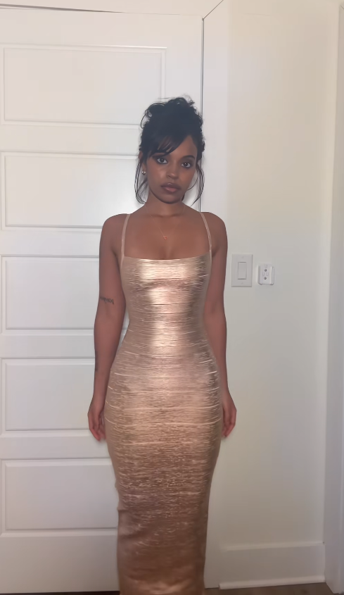 Chic Gold Long Evening Dress Sheath Satin Prom Dress DP06765