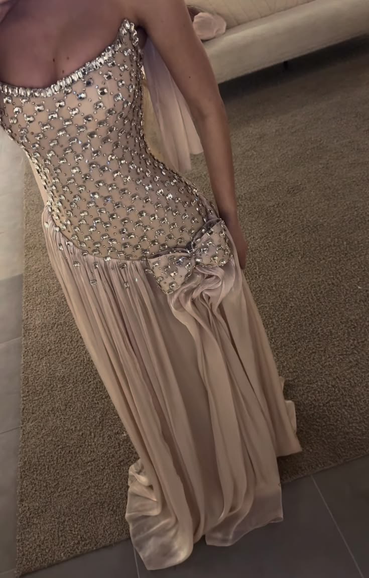 Elegant Champagne Prom Dress Sheath Beaded Chiffon Long Evening Dress DP06800