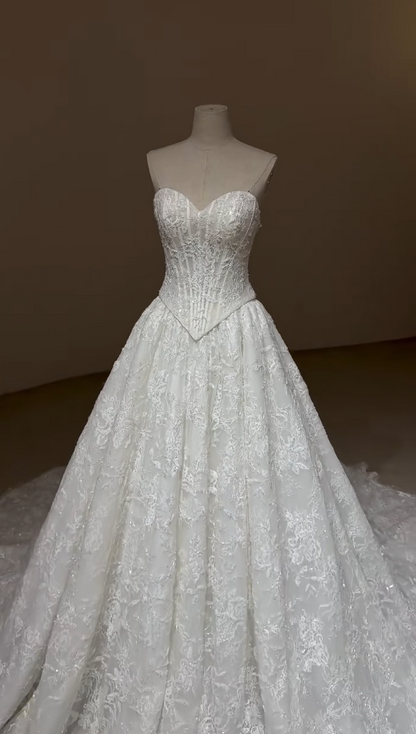 Chic White Bridal Gown A-Line Tulle Wedding Dress DP06843