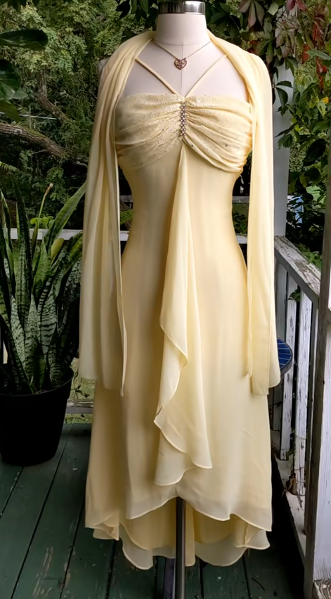 Glamouröses gelbes Geburtstagskleid Etui-Kleid Chiffon Hoco-Kleid DP06854