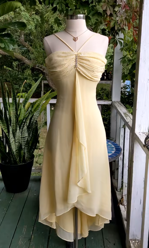 Glamouröses gelbes Geburtstagskleid Etui-Kleid Chiffon Hoco-Kleid DP06854