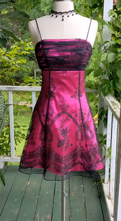 Glamours Hot Pink Birthday Dress Sheath Chiffon Hoco Dress DP06855