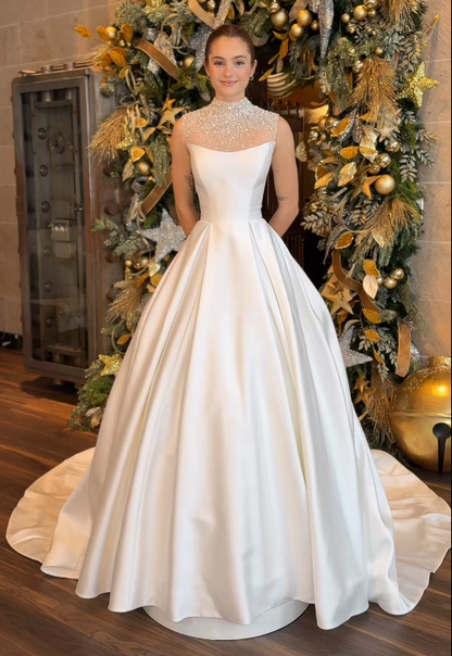 Simple A-Line Birdal Gown White Wedding Dress DP06877