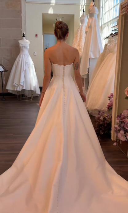 Simple A-Line Birdal Gown White Wedding Dress DP06882