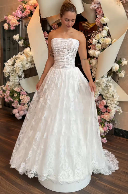 Simple A-Line Birdal Gown White Wedding Dress DP06885