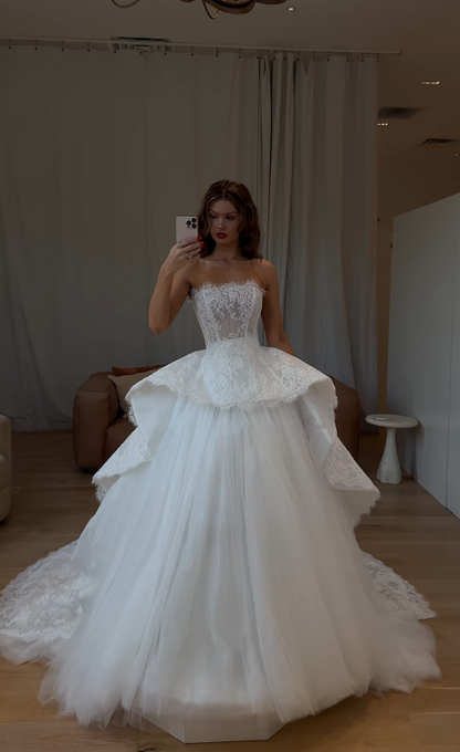 Simple A-Line Birdal Gown White Wedding Dress DP06886