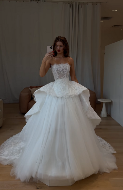 Simple A-Line Birdal Gown White Wedding Dress DP06886