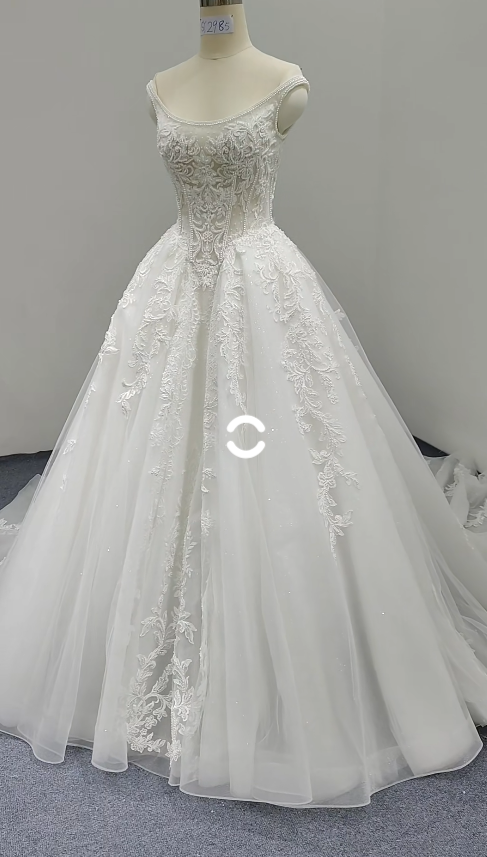 White Wedding Dress A-Line Tulle Bridal Gown DP06917