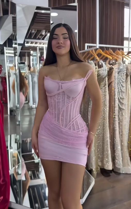Cute Pink  Sheath Tulle Birthday Dress Short Homecoming Dress DP06933