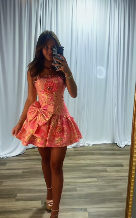 Cute Orange A-Line Satin Birthday Dress Short Homecoming Dress DP06936