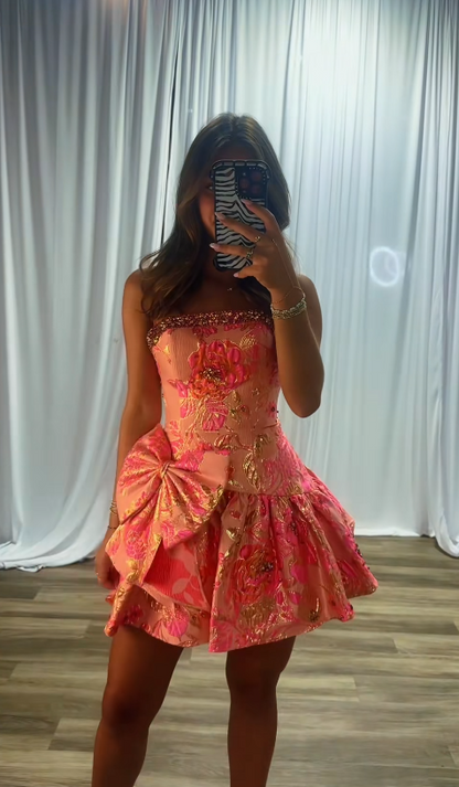 Cute Orange A-Line Satin Birthday Dress Short Homecoming Dress DP06936