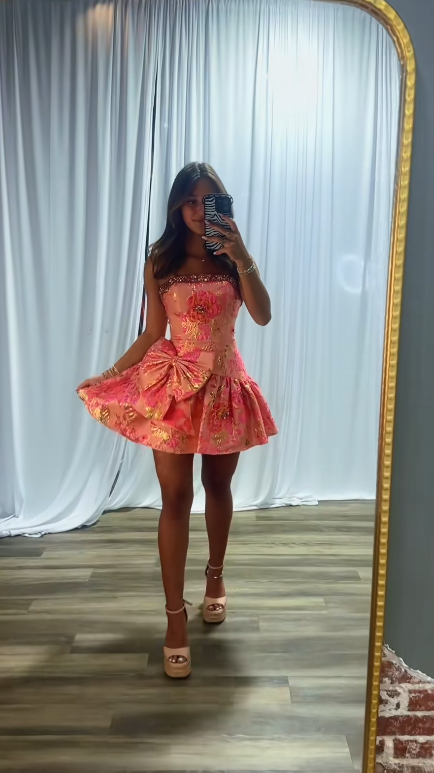 Cute Orange A-Line Satin Birthday Dress Short Homecoming Dress DP06936