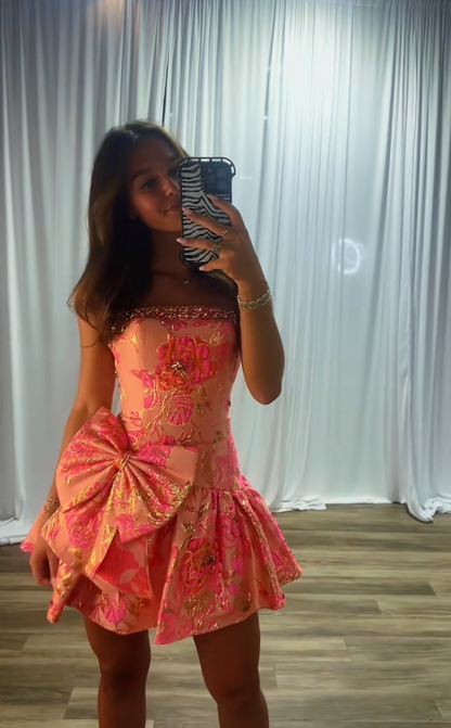 Cute Orange A-Line Satin Birthday Dress Short Homecoming Dress DP06936