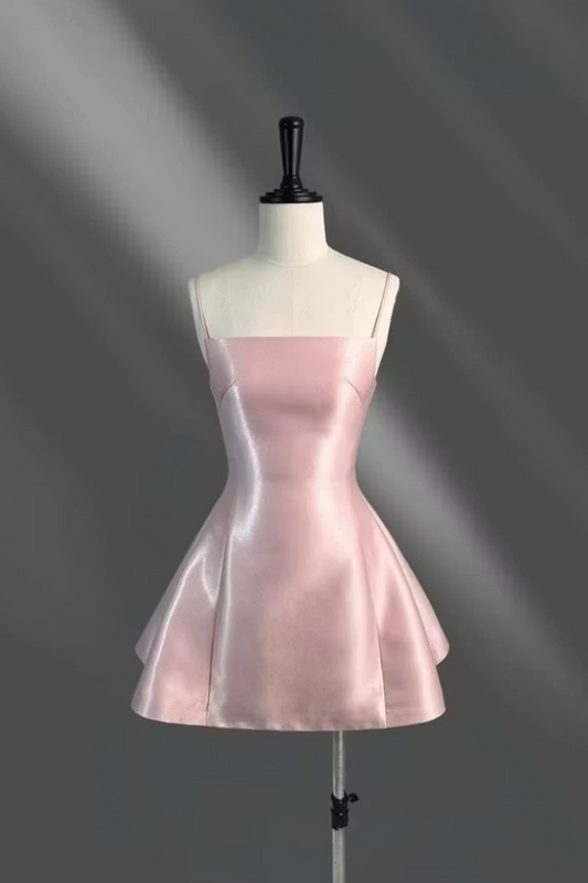 Kurzes A-Linien Satin Homecoming Kleid in Pretty Pink DP06979