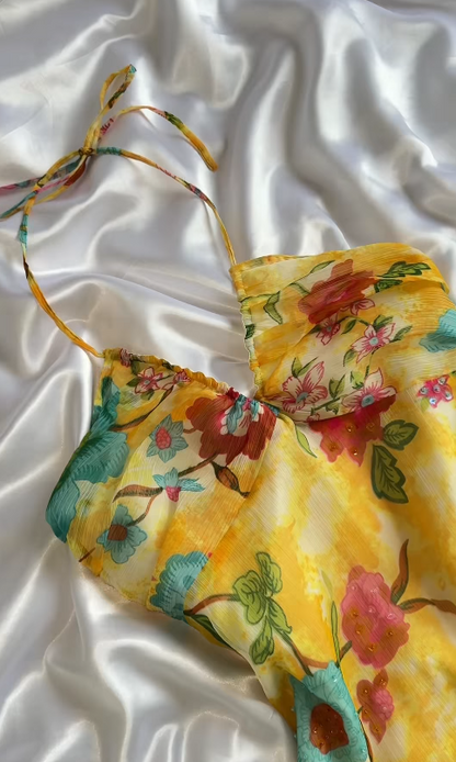 Chic Yellow Short Homecoming Dress Sheath Chiffon Birthday Dress DP07008