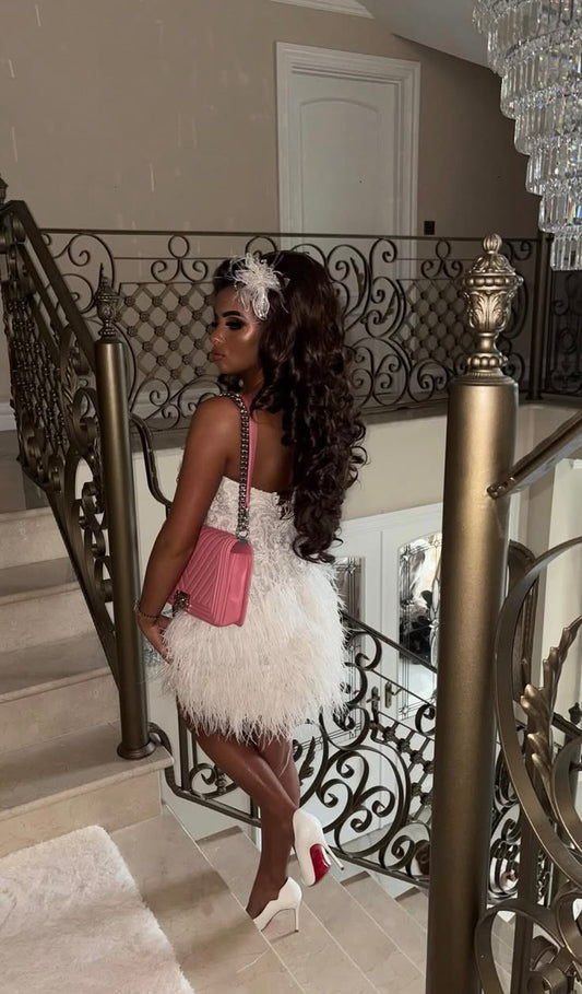 Robe de bal de retour au lycée courte, chic et blanche, en tulle A-line DP07024