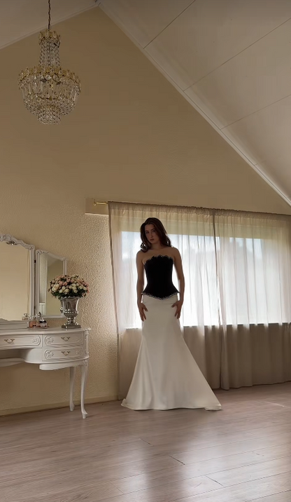 Elegantes weißes Abschlussballkleid Scheide Satin Langes Abendkleid DP07040