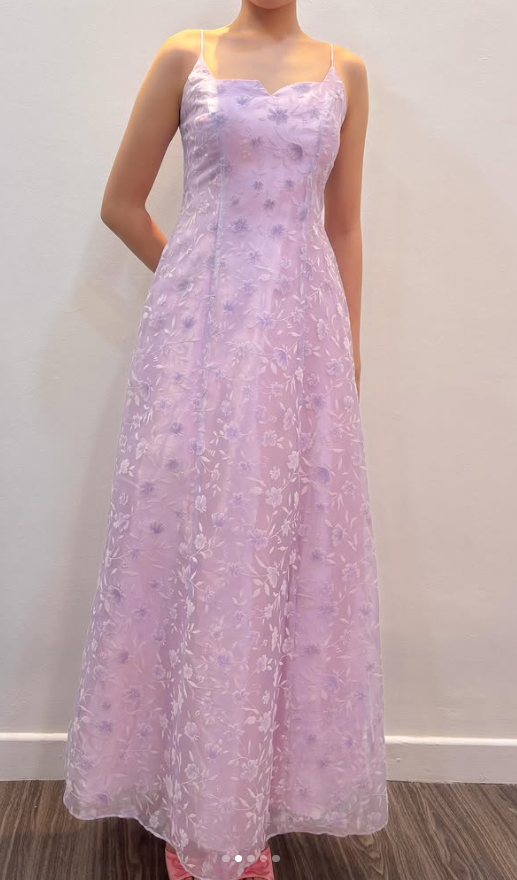 Glamouröses hellviolettes Ballkleid A-Linie Tüll Langes Abendkleid DP07045