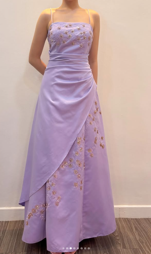 Glamours Lavender Prom Dress Sheath Satin Long Evening Dress DP07050
