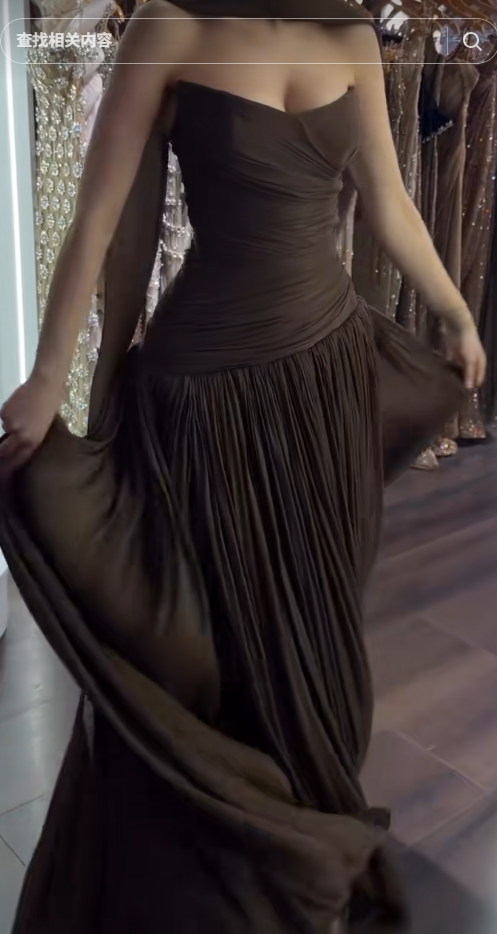 Glamours Brown Evening Gown Chiffon Sheath Long Prom Dress  DP07064