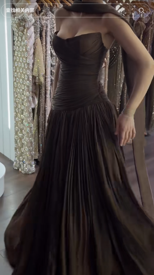Glamours Brown Evening Gown Chiffon Sheath Long Prom Dress  DP07064