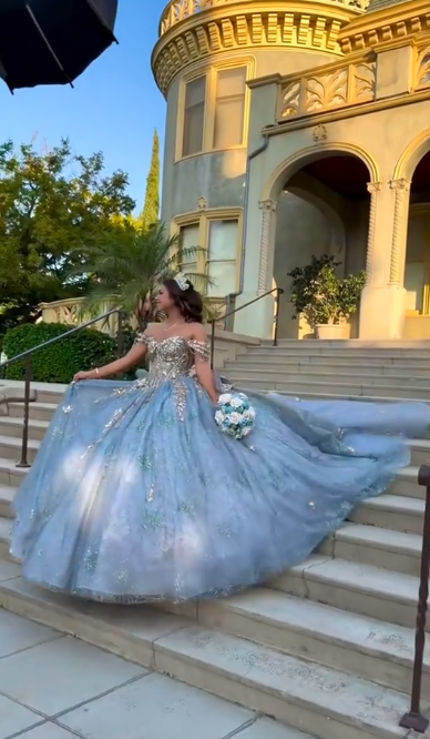 Magnifique Robe de Bal Bleu Robe de Quinceañera en Tulle Robe de Soirée 16 Ans DP07070