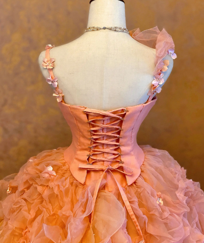 Gorgeous Orange Ball Gown Quinceanera Dress Tulle Sweet 16 Dress DP07073