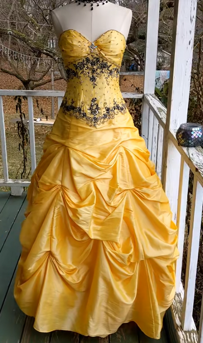 Gorgeous Yellow Ball Gown Quinceanera Dress Satin Sweet 16 Dresss DP07074