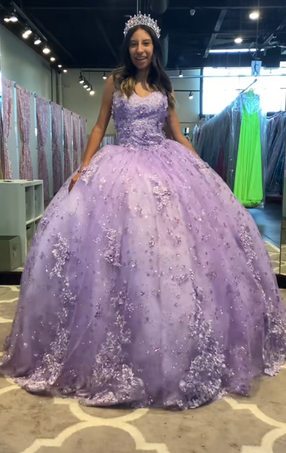 Gorgeous Lavender Ball Gown Quinceanera Dress Tulle Sweet 16 Dress DP07075