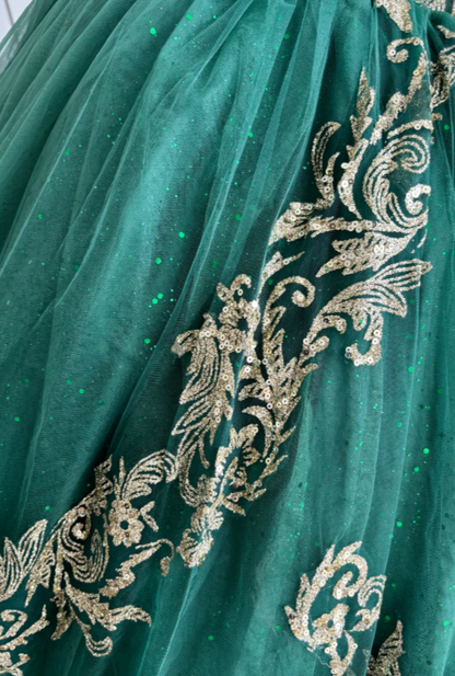Gorgeous Dark Green Ball Gown Quinceanera Dress Tulle Sweet 16 Dress DP07076