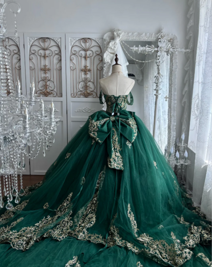 Gorgeous Dark Green Ball Gown Quinceanera Dress Tulle Sweet 16 Dress DP07076