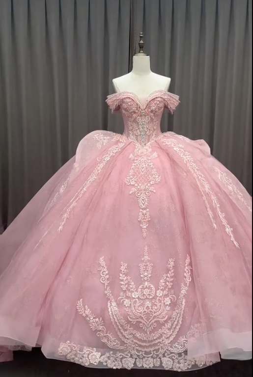 Feenrosa Ballkleid Süßes 16 Kleid Tüll Applikationen Quinceanera Kleid DP07077