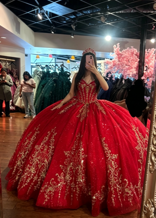 Robe de bal rouge féérique Tulle Appliques Robe Quinceañera Robe Sweet 16 DP07081