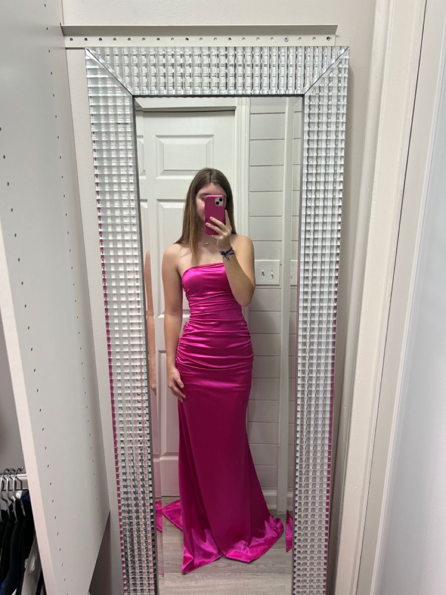 Elegantes langes pinkfarbenes Ballkleid Etui-Satin-Ballkleid DP07095