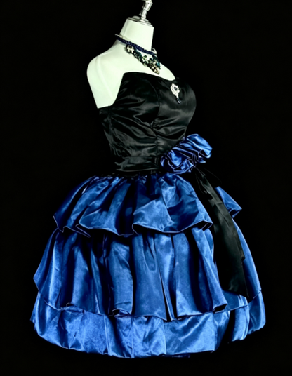 Chic Blue Short Homecoming Dress A-Line Satin Birthday Dress DP07129
