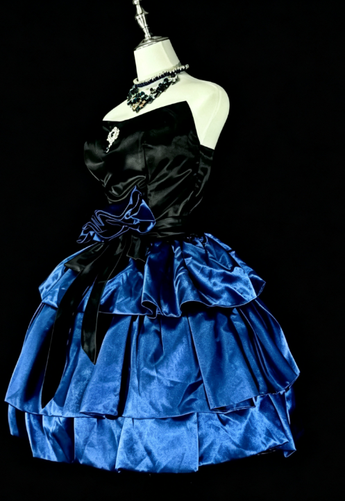 Schickes kurzes blaues Homecoming-Kleid A-Linie Satin Geburtstagskleid DP07129