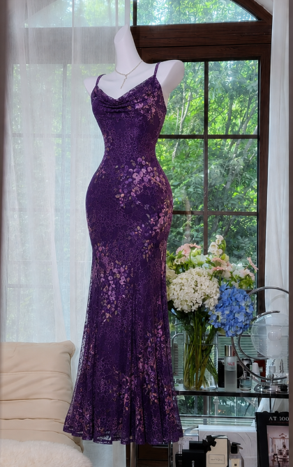 Chic Purple Short Homecoming Dress Sheath Lace Birthday Dress DP07144